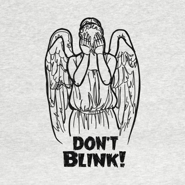 Don't Blink Winking Angel Bad Line Art by CatsandBats